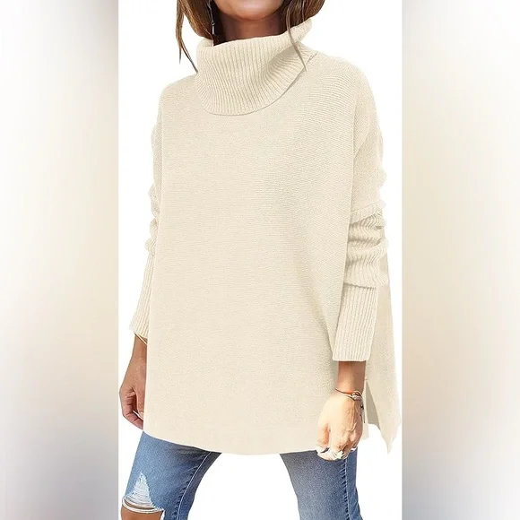 Chic Cream Turtleneck Sweater - Picture 1 of 2